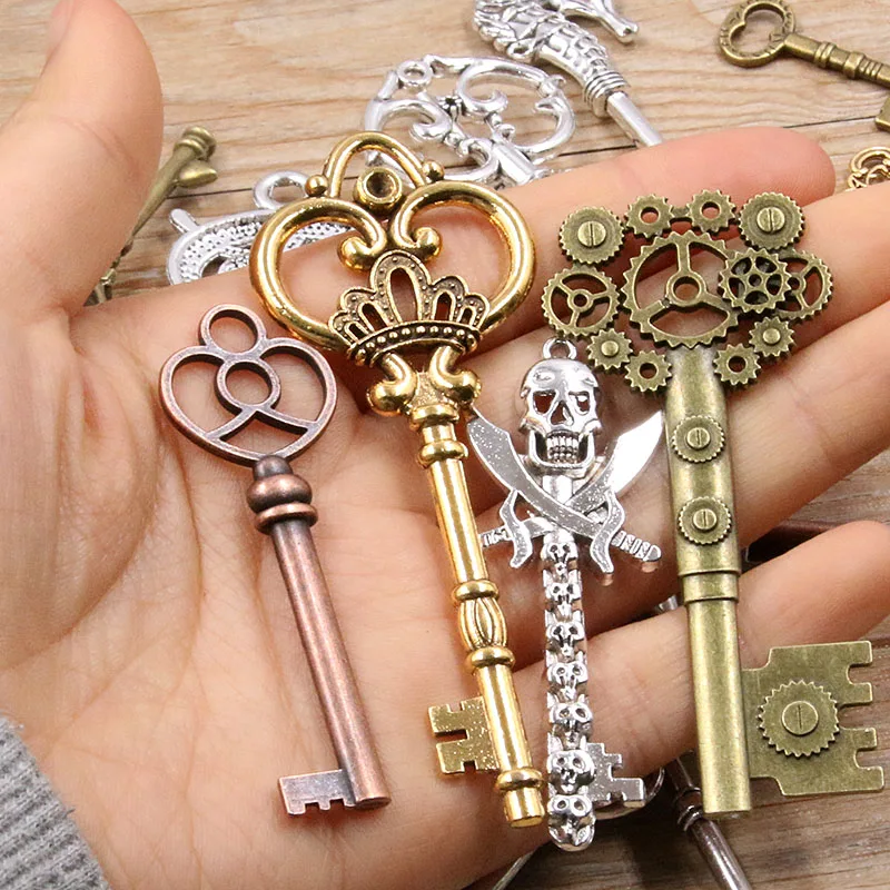 6 Color 30g Key Charms Bracelets Necklace Craft Metal Pendant For Handmade Jewelry Making DIY Supplies Wholesale