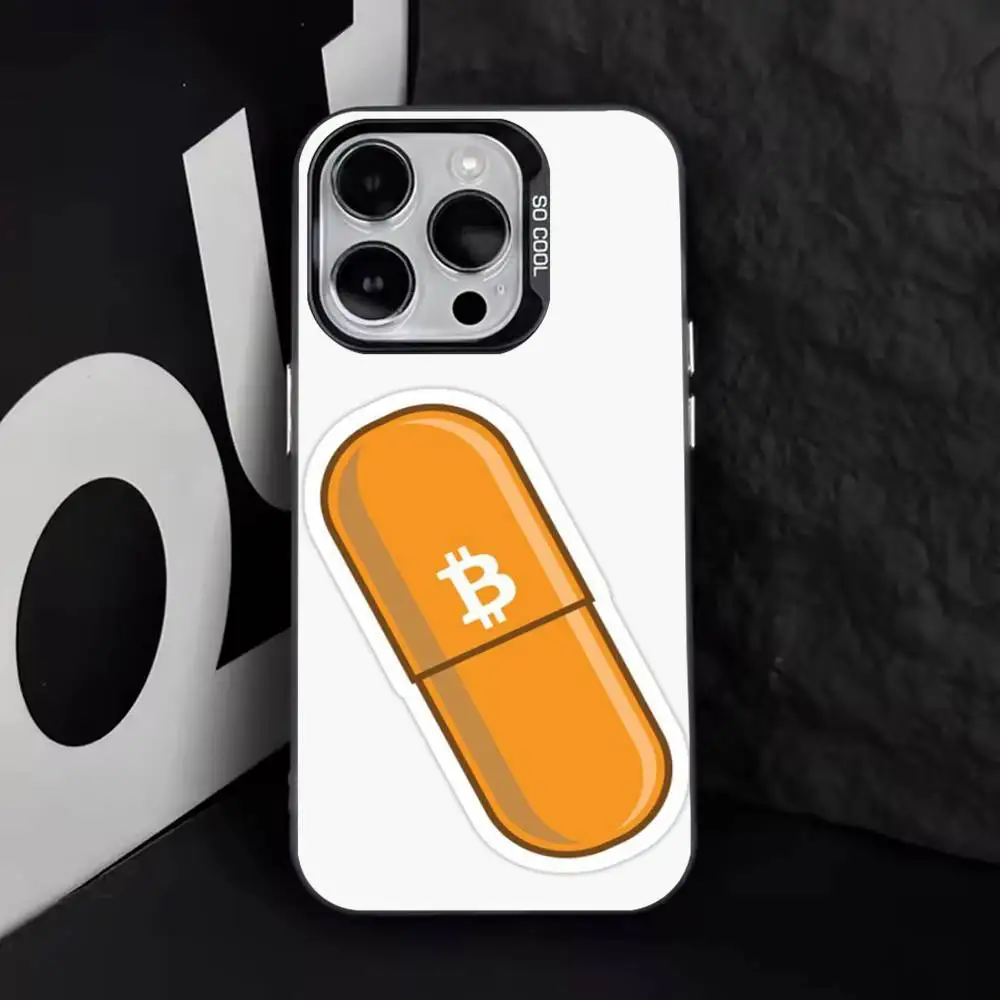Bitcoin P-Pattern Art Phone Case For iPhone 17,16,15,14,13,12,11,Pro,Max,Plus,E,Air,Mini Black Tpu Cover