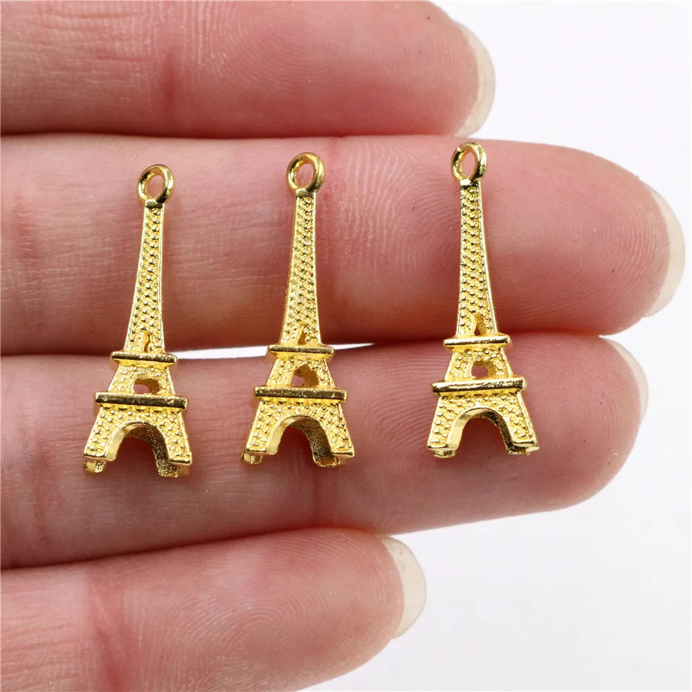 24x8mm 30pcs Antique Silver Plated Bronze and Gold Colors Plated Eiffel Tower Handmade Charms Pendant:DIY for bracelet necklace