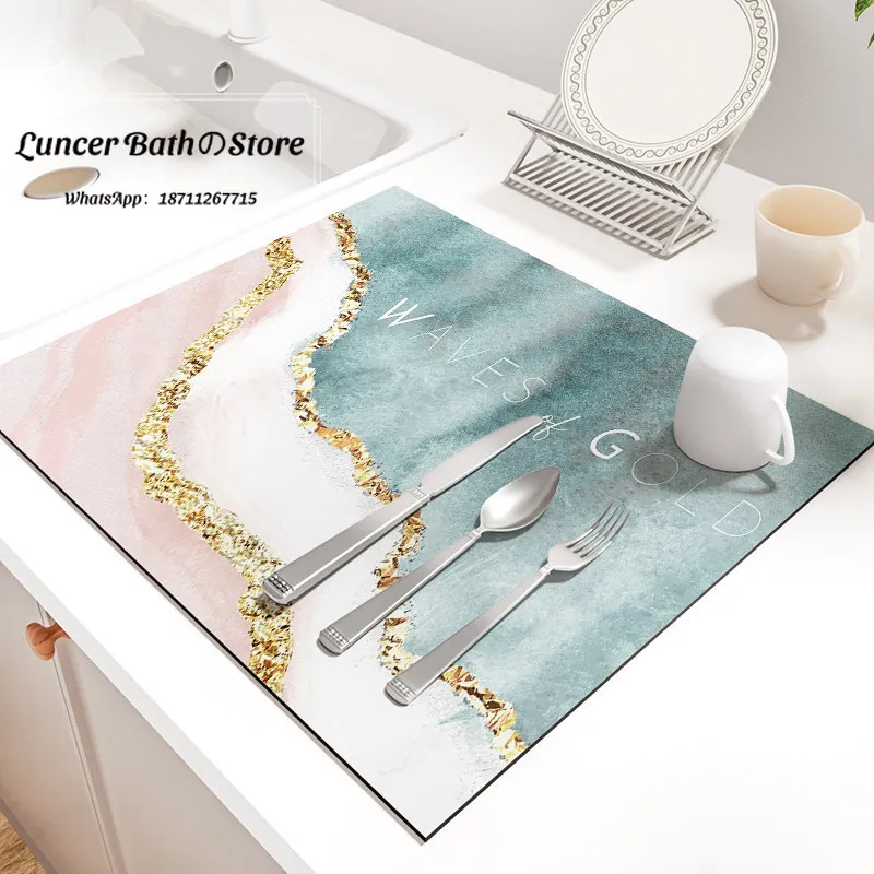 Simple diatomaceous earth drainage pad, washable in the kitchen, quick drying countertop pad