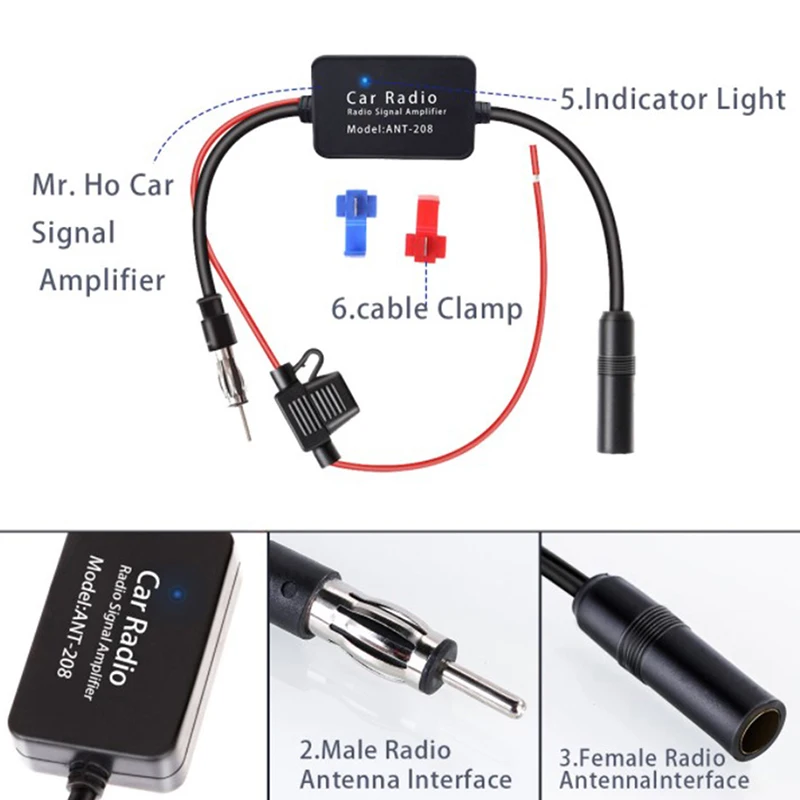 12V Car Radio Antenna FM/AM Radio Signal Amplifier Booster Anti-interference Car Antenna Aerials Universal FM Booster Amp 2022