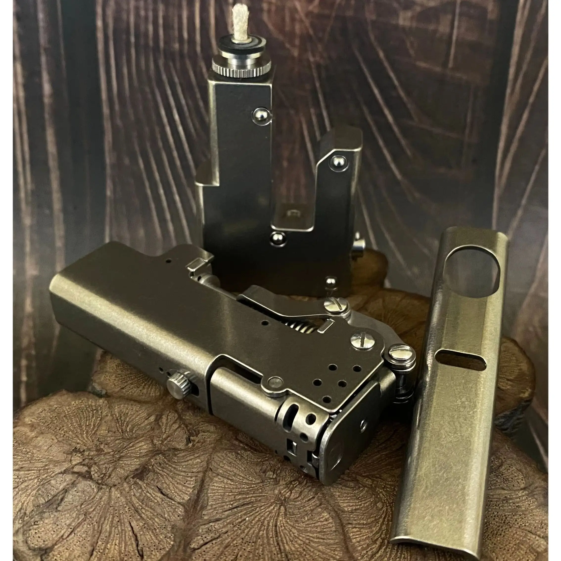 2026 Vintage Trench Lighter Titanium Case Kerosenes Petrol Smoking Lighter Detachable Play EDC Lighter Titanium & Brass Oil Tank