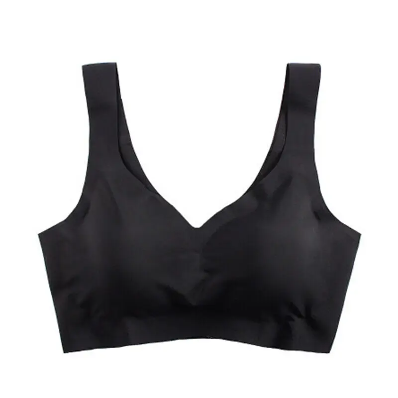 Reggiseno sportivo da donna palestra reggiseno in seta di ghiaccio senza cuciture imbottitura toracica rimovibile Bralette senza anello in acciaio traspirante Push Up Yoga Run intimo