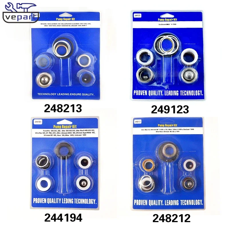 Airless Sprayer Pump Repair Kit 244194 248212 248213 249123 for 390/395/495/595/3400/695/795/3900/7900/200/300/5900/1095