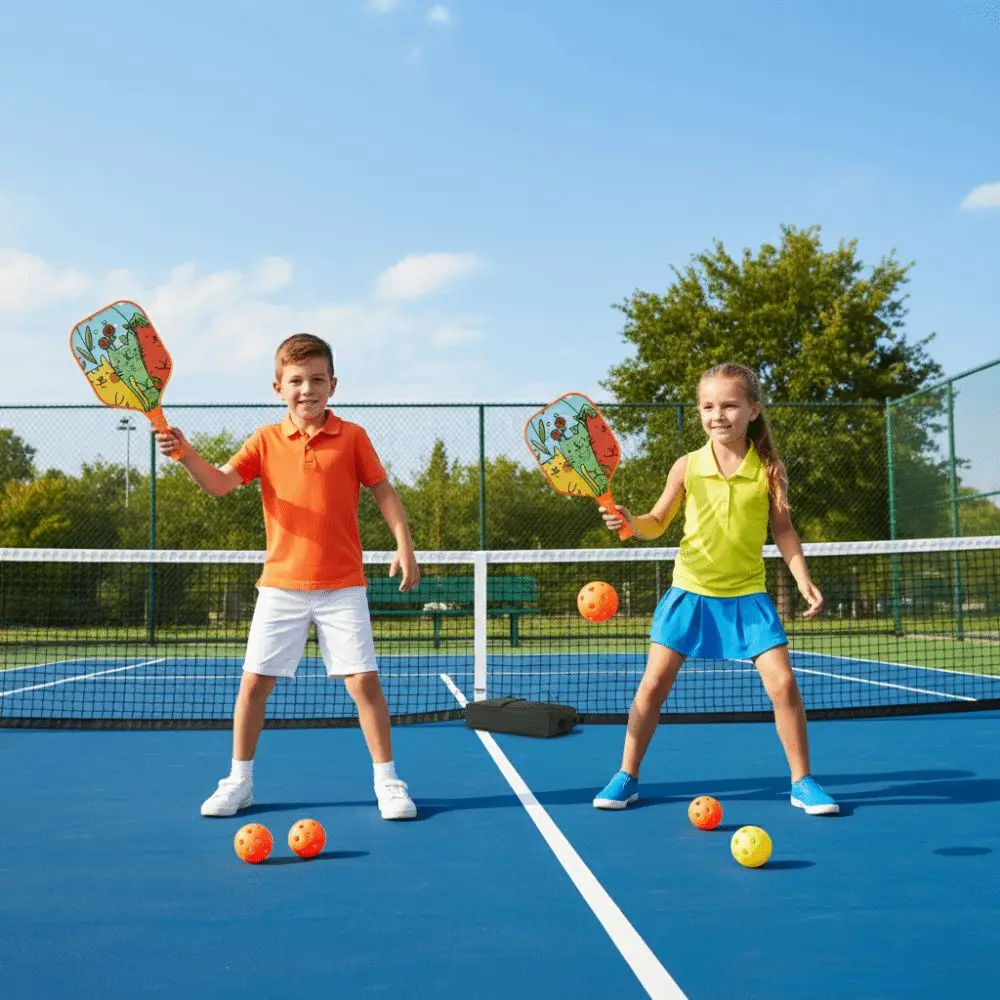 

Cartoon Children's Pickleball Set Portable Lightweight 's Pickleball Set with Carry Bag 4 Balls Pickleball Game Set