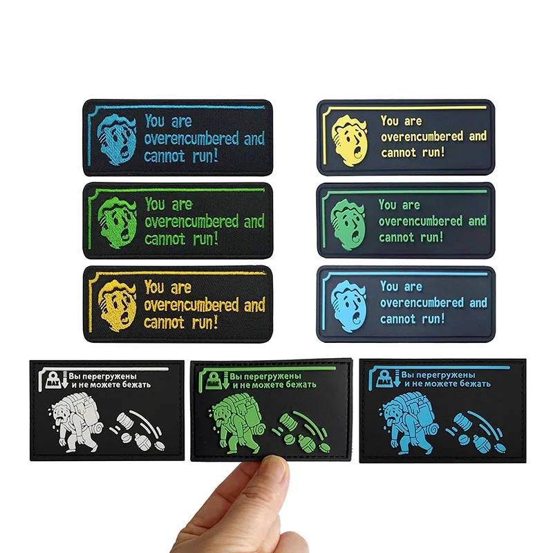 Du bist überlastet und kannst nicht laufen, inspirierendes Spruch-Emblem, PVC-Gummi-Patch, taktischer Aufnäher, Stickerei-Aufkleber