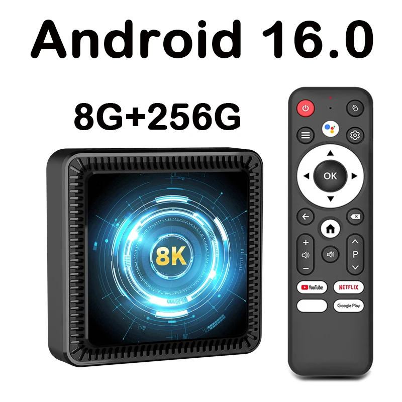 

ТВ-приставка Android 16.0 Allwinner H618 с голосовым управлением, Bluetooth 5.4, HD, Google, YouTube, Netflix, медиаплеер, приставка для ТВ