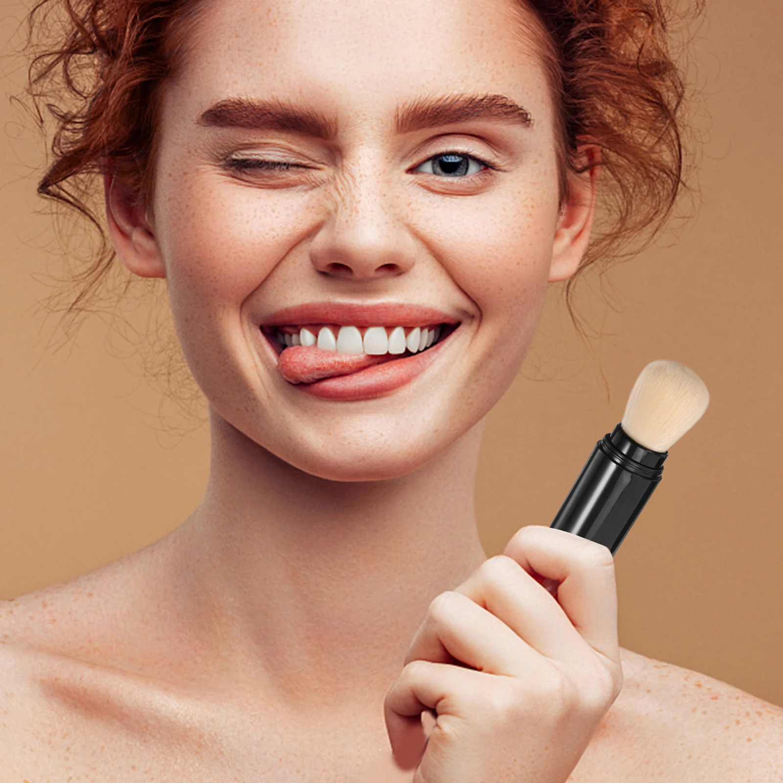 

Premium Powder Makeup Brush for Women Blush and Loose Powder Application Face Brush Ergonomic Handle for Smooth