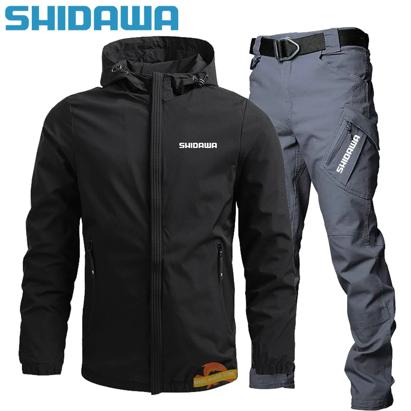 Men's Thin Fishing Suits, Tactical Pants, Sunscreen Sets, Breathable Hooded, Windproof Baseball Jackets, Outdoor, Spring, Autumn