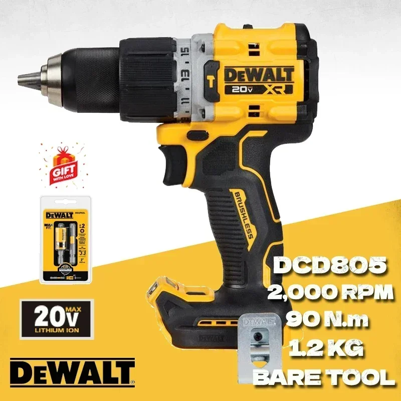 Ударная дрель DEWALT DCD805, с набором инструментов только 18 в макс. XR, бесщеточная аккумуляторная ударная дрель 1/2 в, перезаряжаемые