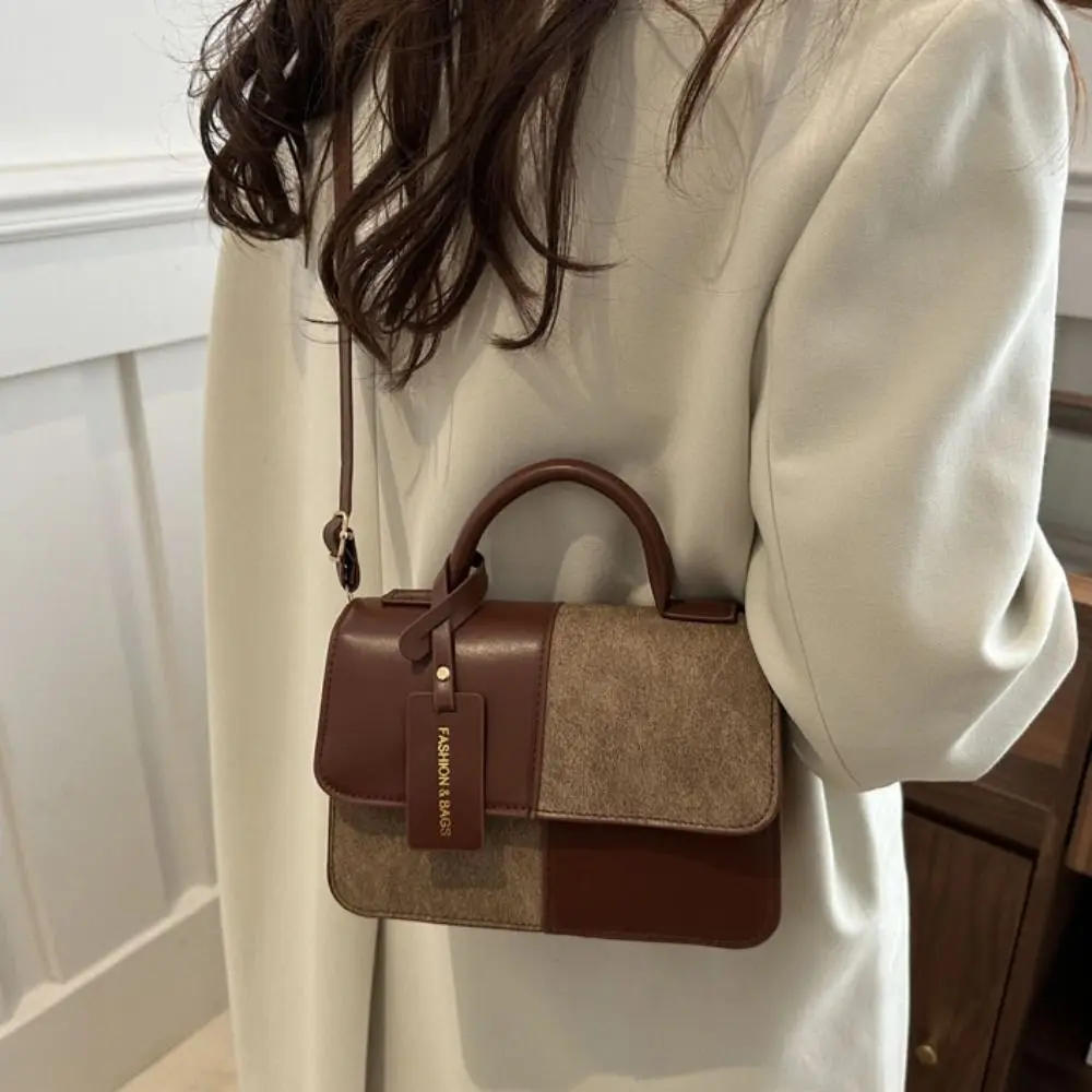 

Color Blocking Women Shoulder Bag Portable PU Ladies Crossbody Bag Korean Style Large Capacity Small Square Bag Outdoor