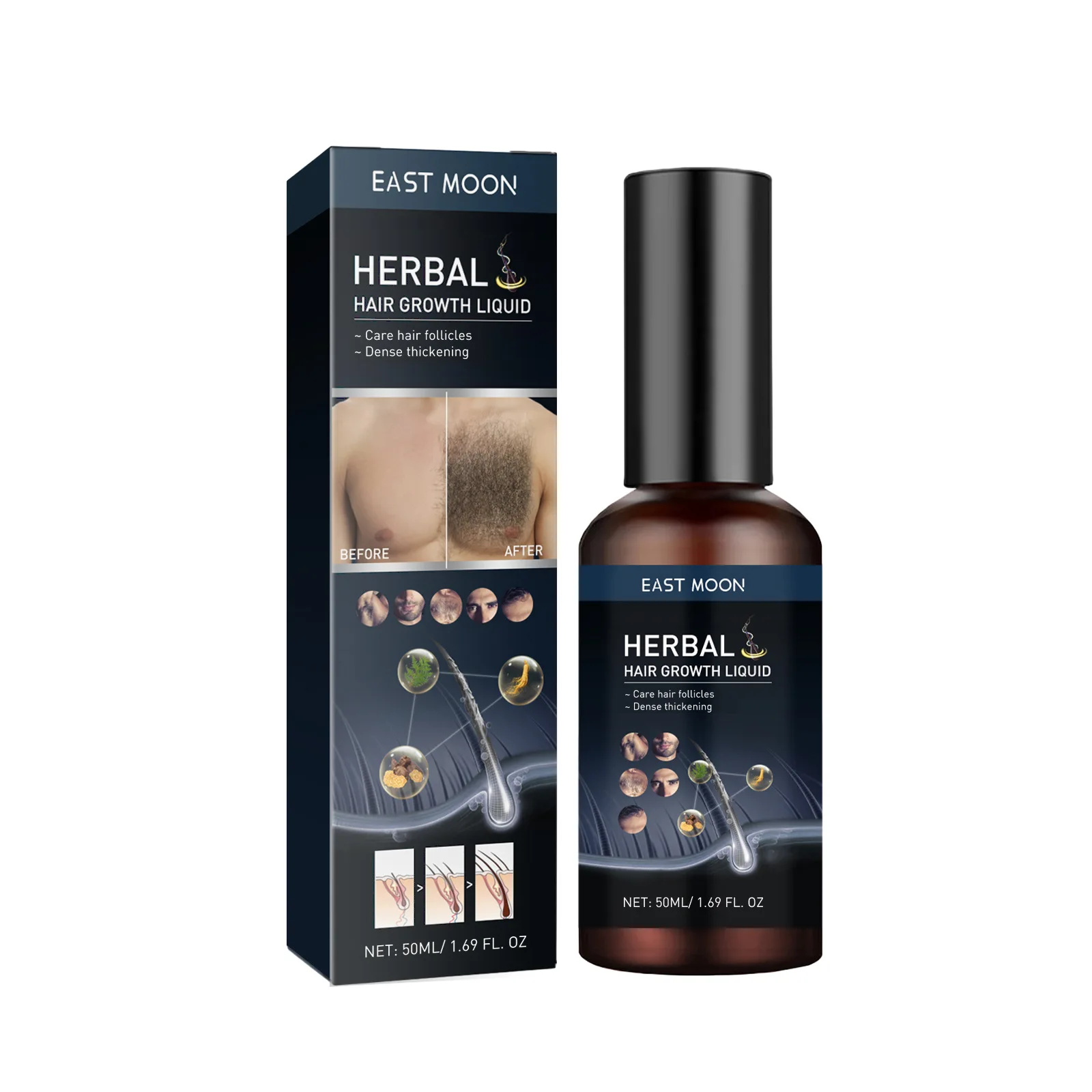 Hair Growth Serum Chest Body Hair Mustache Regrowth Longer Thicker Hair Thinning Treatment Moisture Nourish Beard Growth Spray
