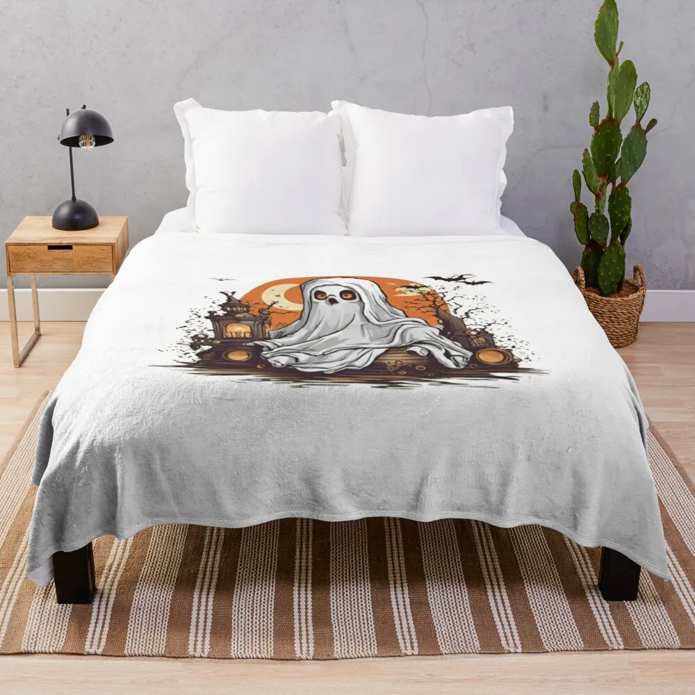 Ghostly Nightfall: A Halloween Haunting Expedition Throw Blanket Heavy Beach Luxury Brand Soft Beds Blankets