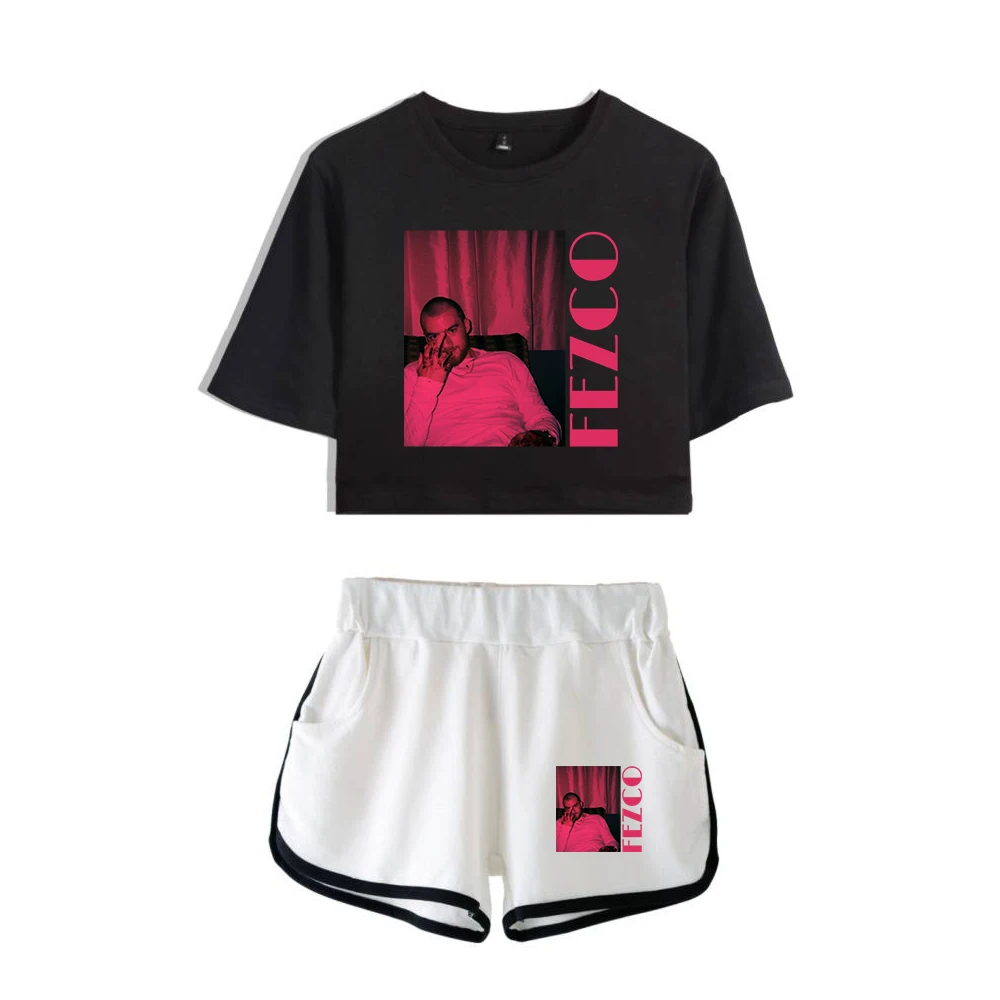 Angus Cloud Rip Fezco Merch Two Piece Set Short Sleeve Cropped Top Navel Tee+Shorts 1998-2023 Rest in Peace Women's Sets