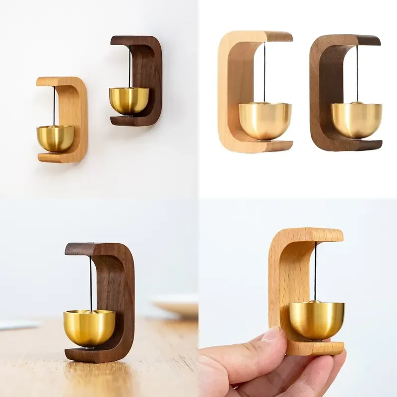 Wireless Pendant Doorbell Solid Wood Magnetic Brass Wind Chime Home Decoration