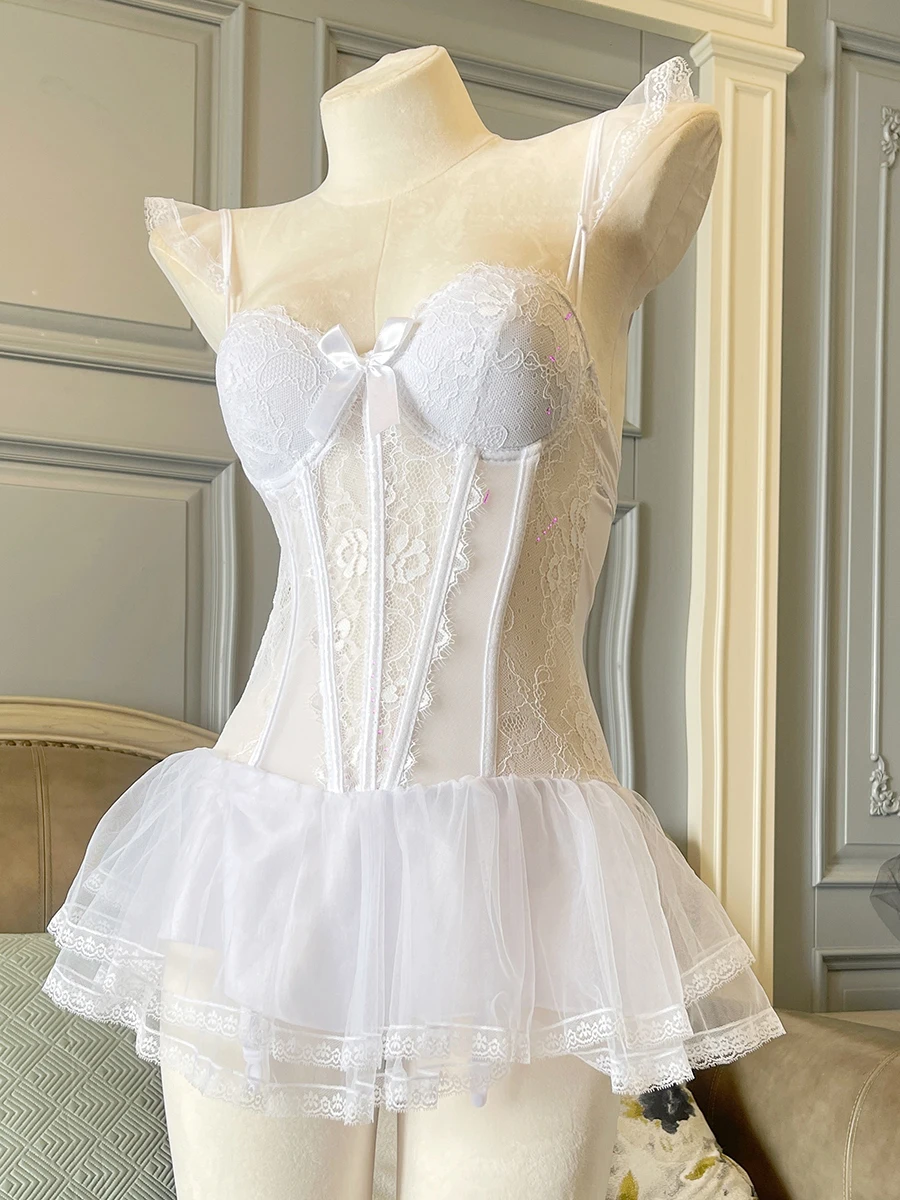 حمالة صدر للسيدات الحلوة ومجموعات موجزة مشد هيكل السمكة من الدانتيل الملابس الداخلية حزام متجمع رفع بيجامة رقيقة مع منصات الصدر ملابس داخلية للكبار