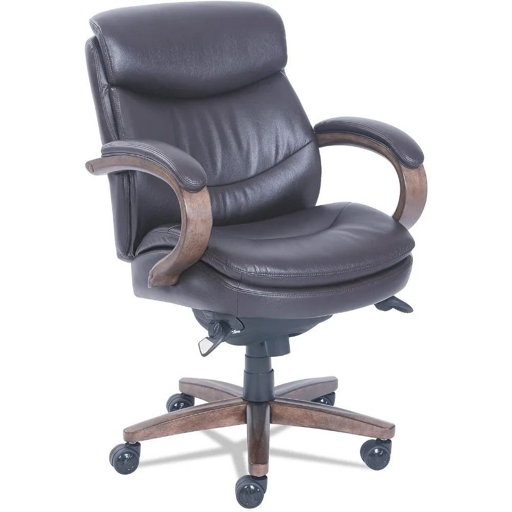 

48963B Woodbury Mid-Back Executive Chair, Supports 300 lbs., Brown Seat/Back, Sand Base