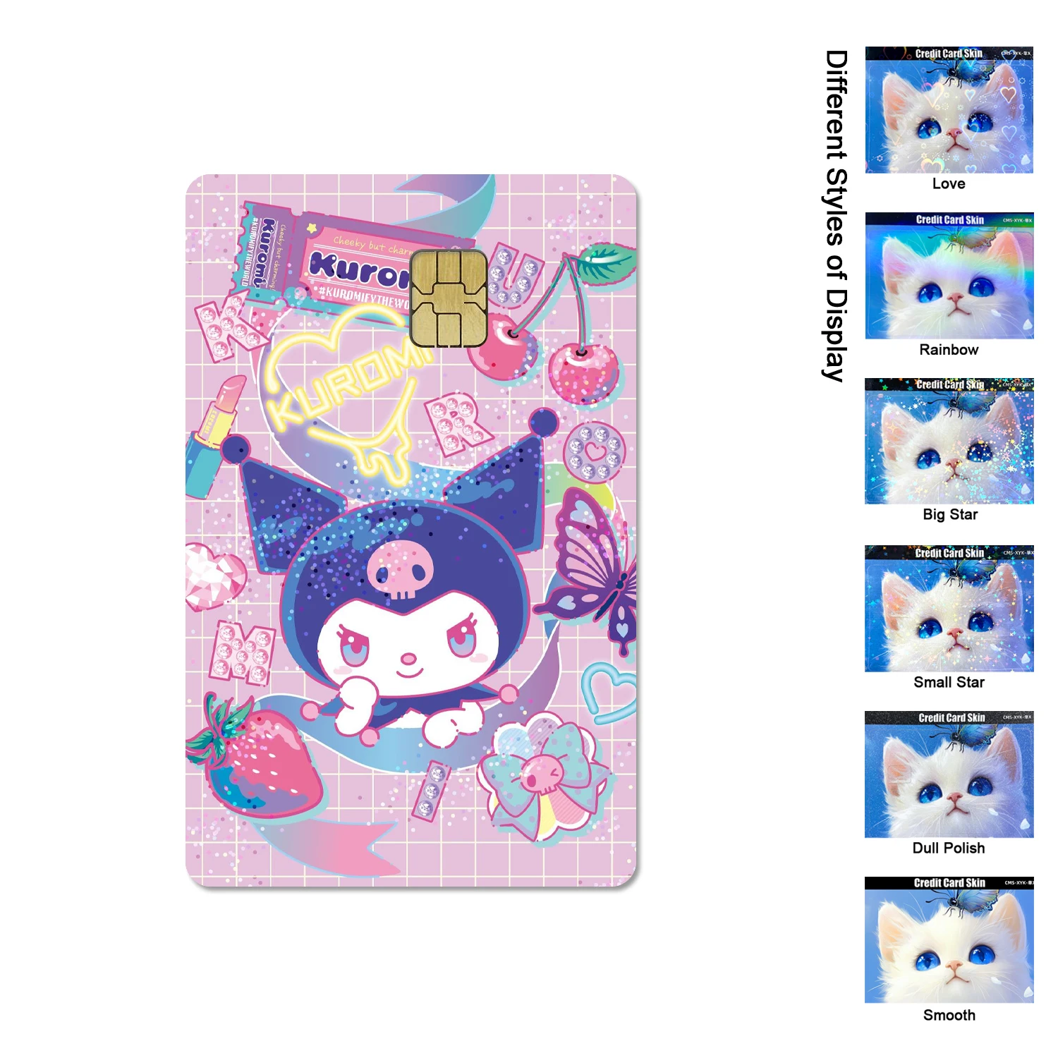 Sanrio Cartoon Animation Kawaii Kuromi 2.5D HD Matte PVC Aufkleber Film Band Haut für Kreditkarte Debitkarte Wasserdicht Sticke