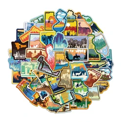 50PCS US State Landmark Stickers Travel City Landmark Handbooks Phone Cases Laptop Suitcases Water Cups Waterproof Stickers