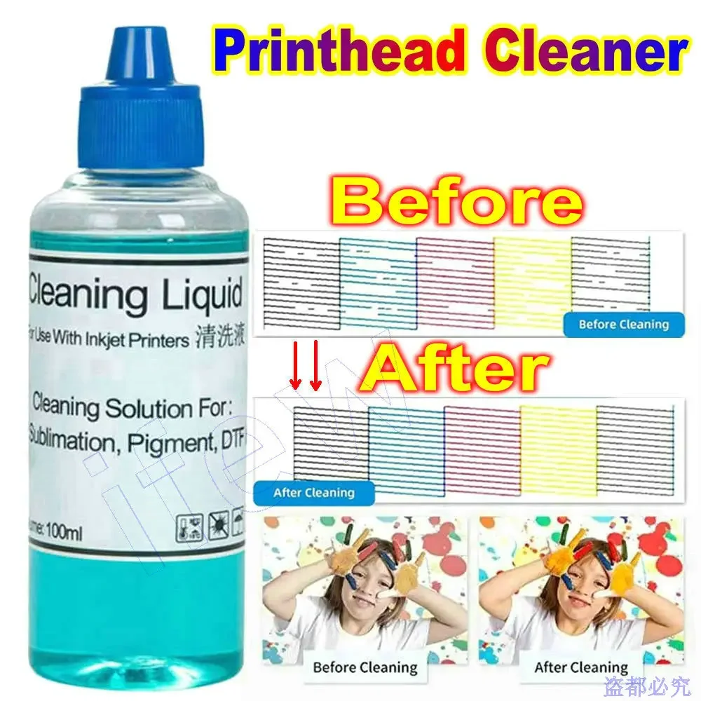 Clogged DTF Printhead Cleaning Solution For Print Head Washer Liquid Fluid CLeaner For Epson XP600 L1800 1390 L805 i3200 Head