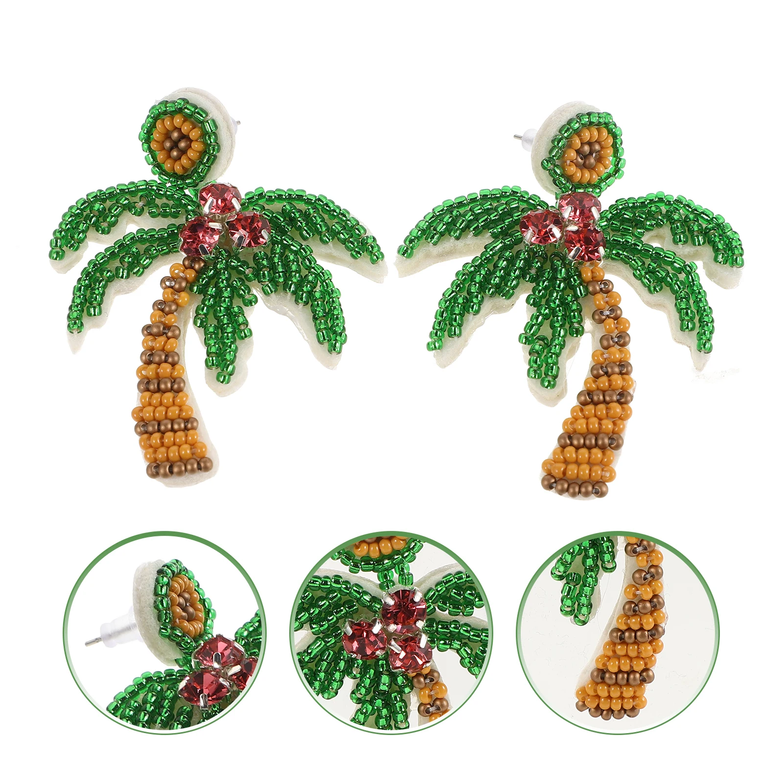 

Coconut Tree Earrings Jewelry Beach Fun Beaded Summer Funny Handmade Vacation Travel