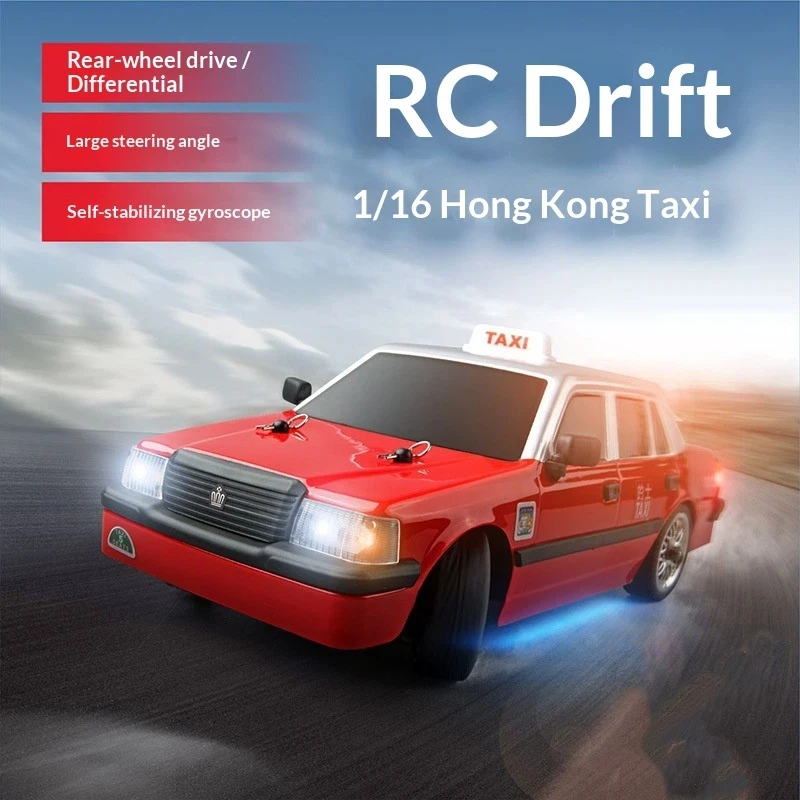 Rc Drift Car 1:16 Hong Kong Taxi Style Rwd Modified Remote Control Car Professional Drifting Model Toy Outdoor Gift For Adults
