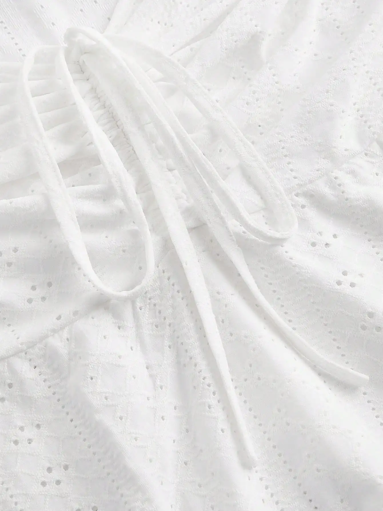 Plus Size Women's White Eyelet Spaghetti Strap Peplum Top image 3