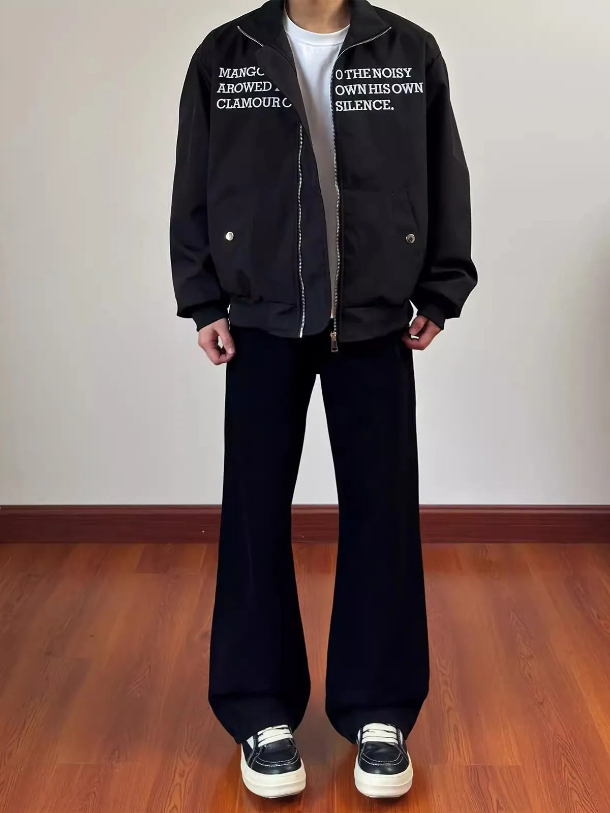 

Loose Fit American Retro Embroidered Jaet Spring Season Versatile Stand Collar Outerwear W392 Youth Faion Windproof