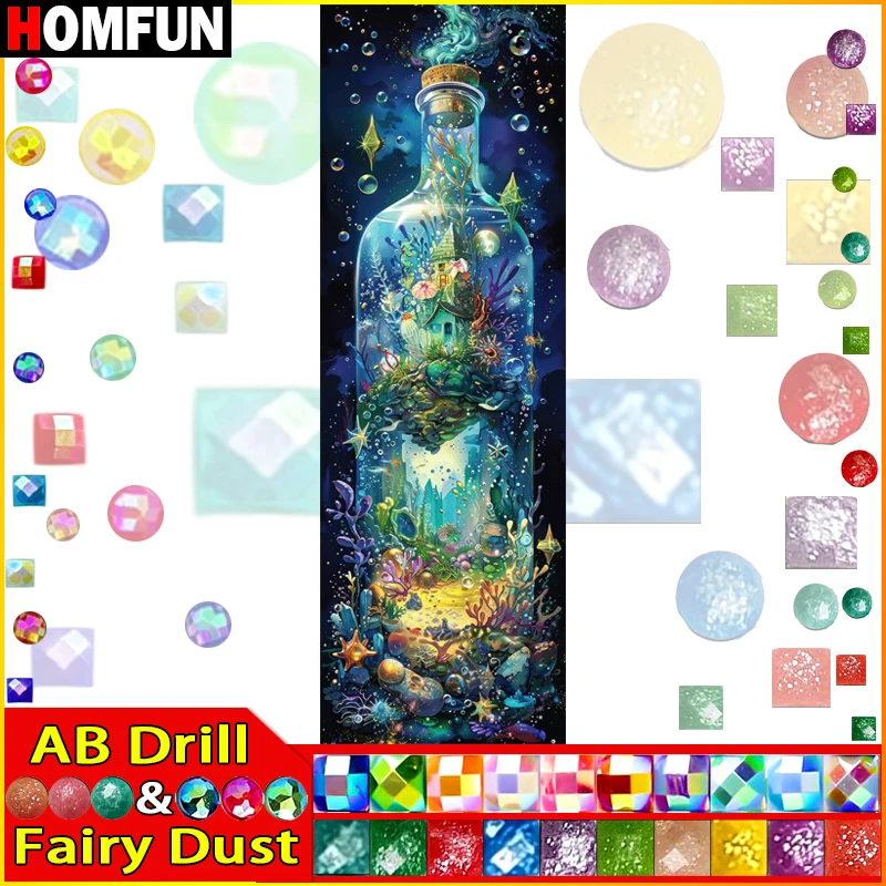HOMFUN Fairy Dust AB 5D Diy Diamond Painting Cross Stitch "Scenery Bottle House" Home Decor Full Diamond Embroidery