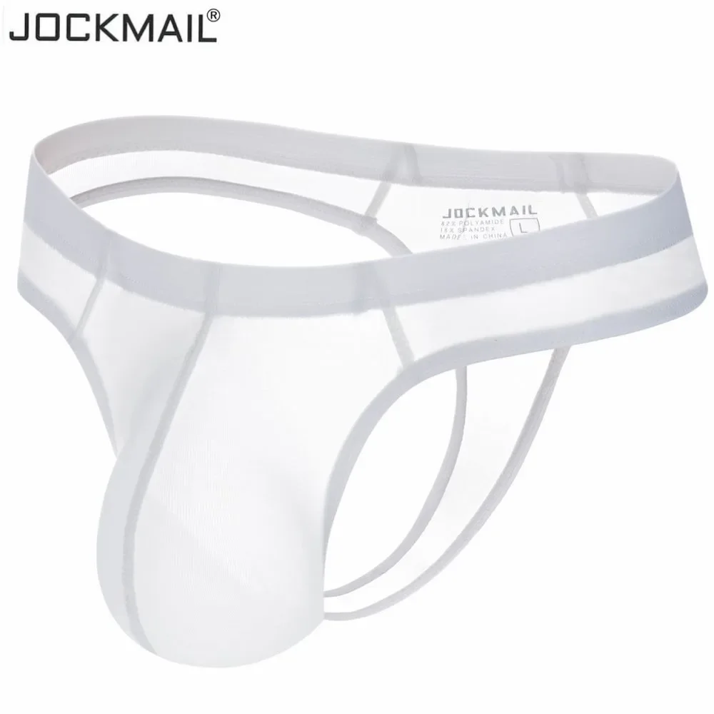 JOCKMAIL Ultra-thin Ice Nylon Sexy Underwear Men Bikini Briefs Transparent Mens Thongs G Strings Tanga Hombre Slip Gay Underwear