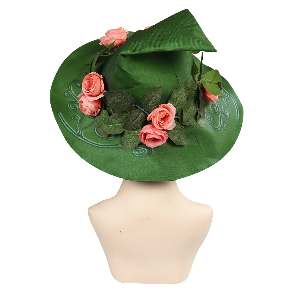 Legacy Professor Mirabel Cosplay Hoed Cap Wizard Kostuum Accessoires Voor Vrouwen Meisjes Rollenspel Groene Puntige Bloemen Hoeden Geschenken