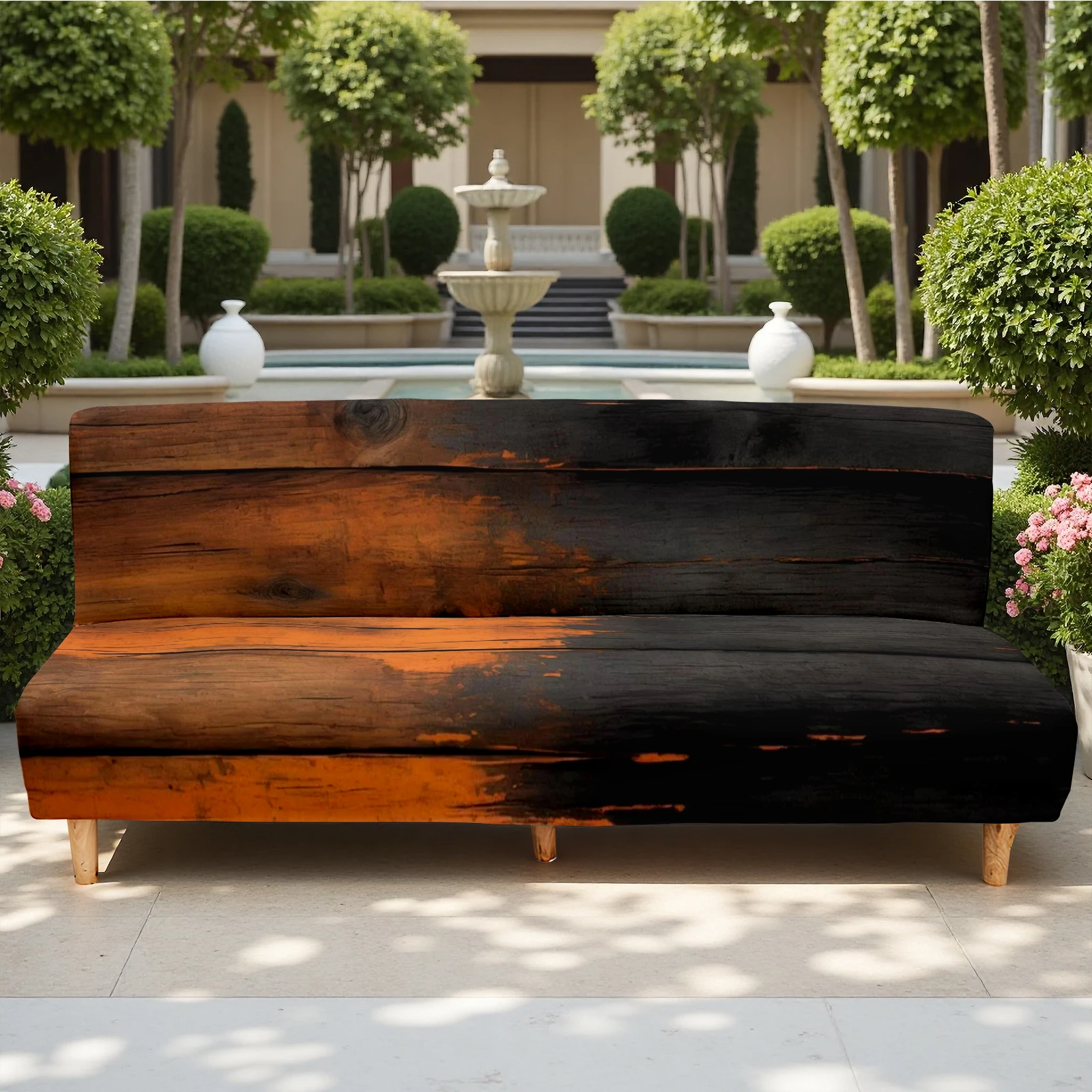 Industrial Rust - Effect Summer Outdoor Sofa Bed Cover, Stretchable Elastic Fit, Machine - Washable, Deform
