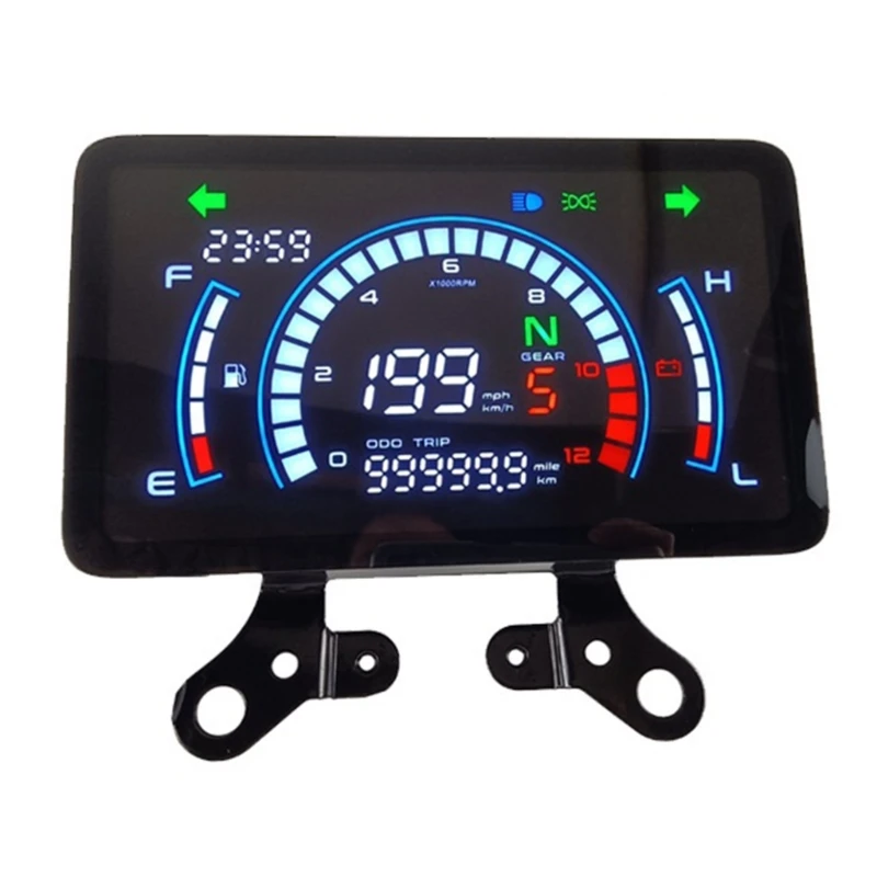 Motorcycle Digital Instrument Panel LED Tachometer 12V Speed and Mileage Display Suitable for 150 Bikes Enthusiasts