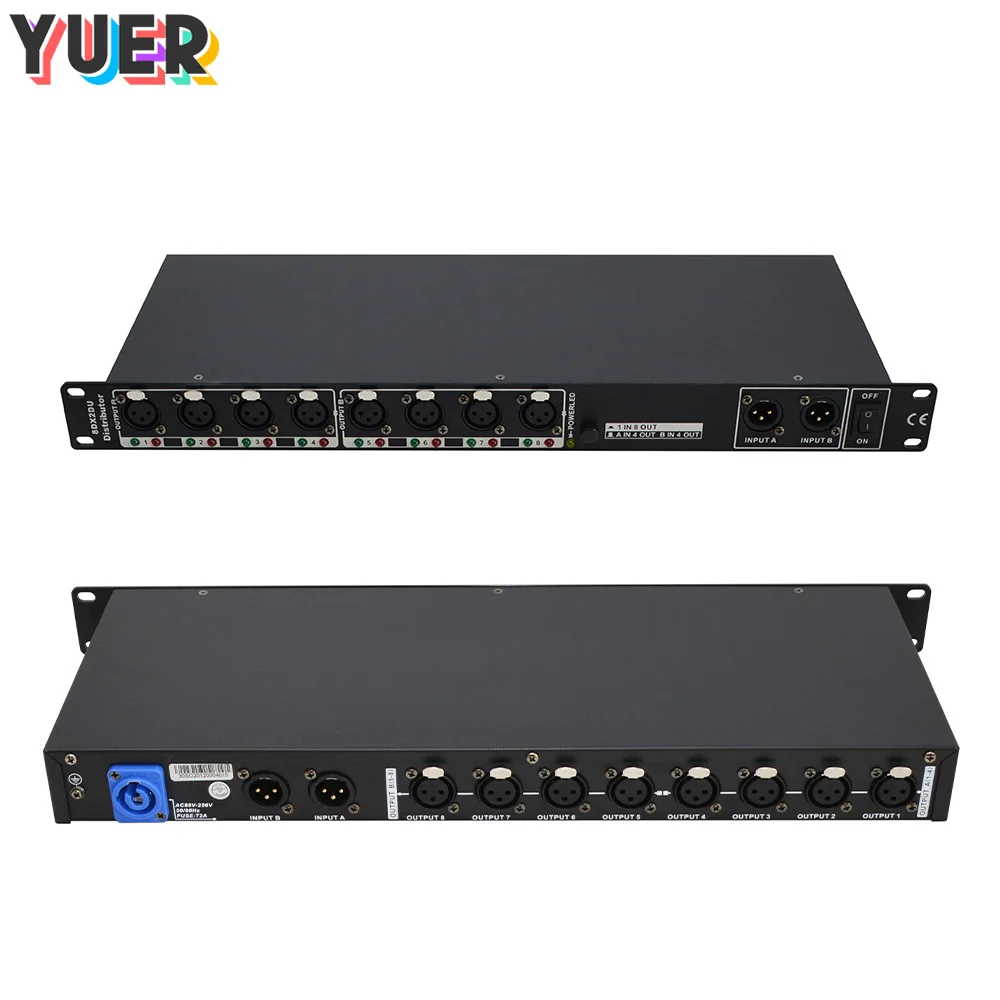 

YUER Professional 8-полосный разветвитель DMX512 Дистрибьютор с двумя входными портами