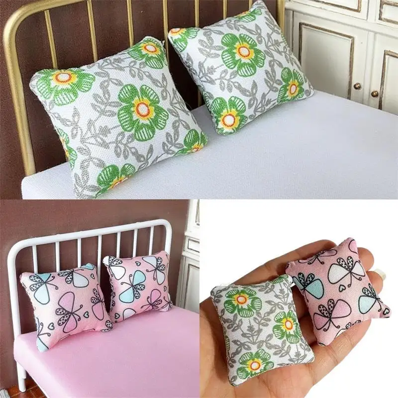 หมอนอิงจิ๋วสำหรับบ้านตุ๊กตา ขนาด 1:12 ลายดอกไม้ น่ารัก 5/10 ชิ้น ของตกแต่ง ของเล่นเสริมจินตนาการ อุปกรณ์ DIY ของขวัญ