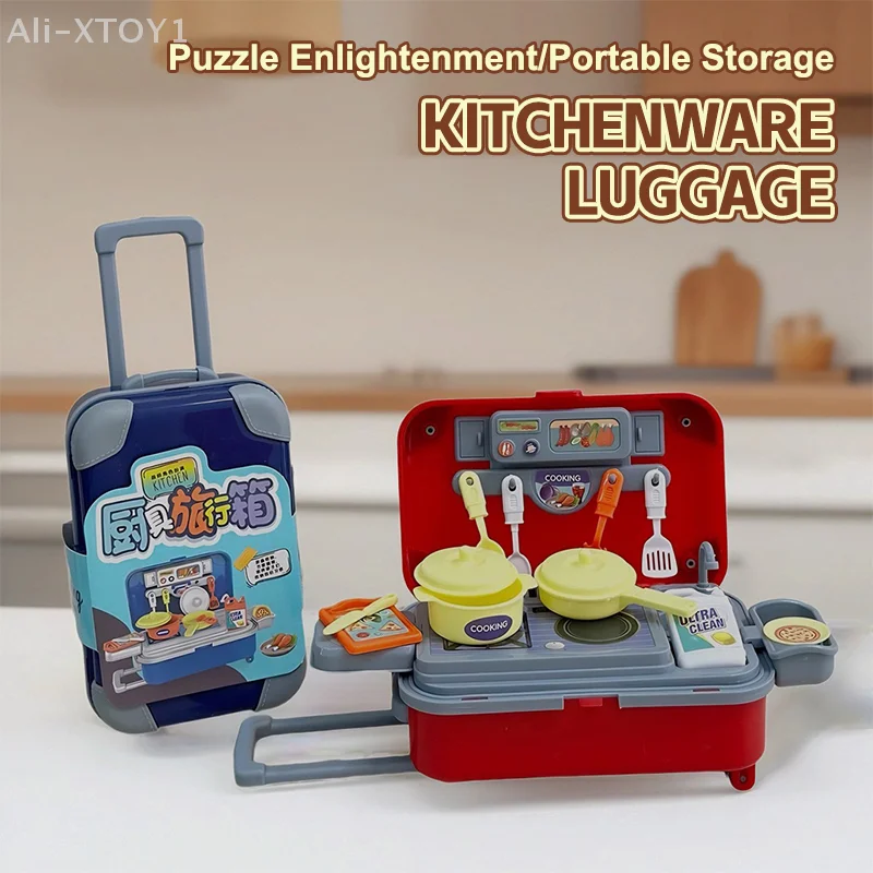 1Set Simulation Küche Kochen Geschirr Kosmetik Arzt Tool Kit Kinder Rolle Spielen Spiel Familie Rucksack Box Spielzeug Geschenk