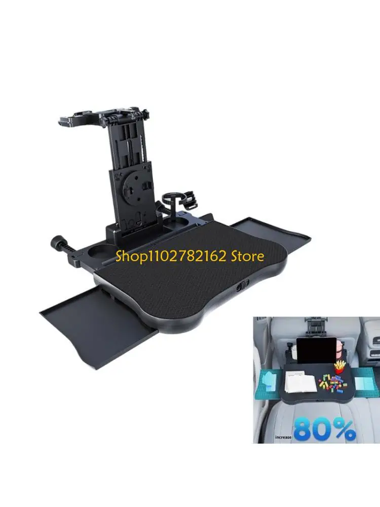 

547B Small Steering Wheel Mounted Desk with Rotating Phone Clip Easy Carry Car Dining Table Simple Installs for Passenger