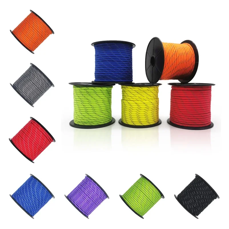 

50M Reflective Paracord Rope Dia.4mm Survival Parachute Cord Lanyard Camping Climbing Camping Rope Hiking Clothesline