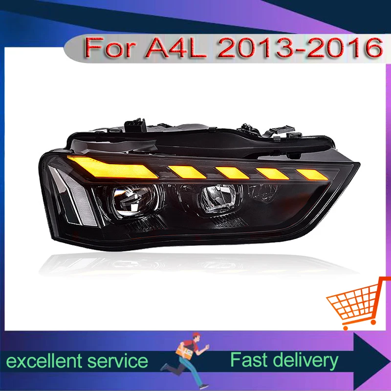 2 PCS Car lamps FOR 2013 2014 Audi A4L Front Light DRL Head Lamp  Turn Signal 2015 2016 A4 LED Projector Lens Auto  Accessories