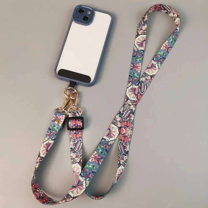 Mobile Phone Clip Antilost Retro Pattern Strap Crossbody Long Straps Adjustment Length Hanging Universal Neck Lanyard for iPhone