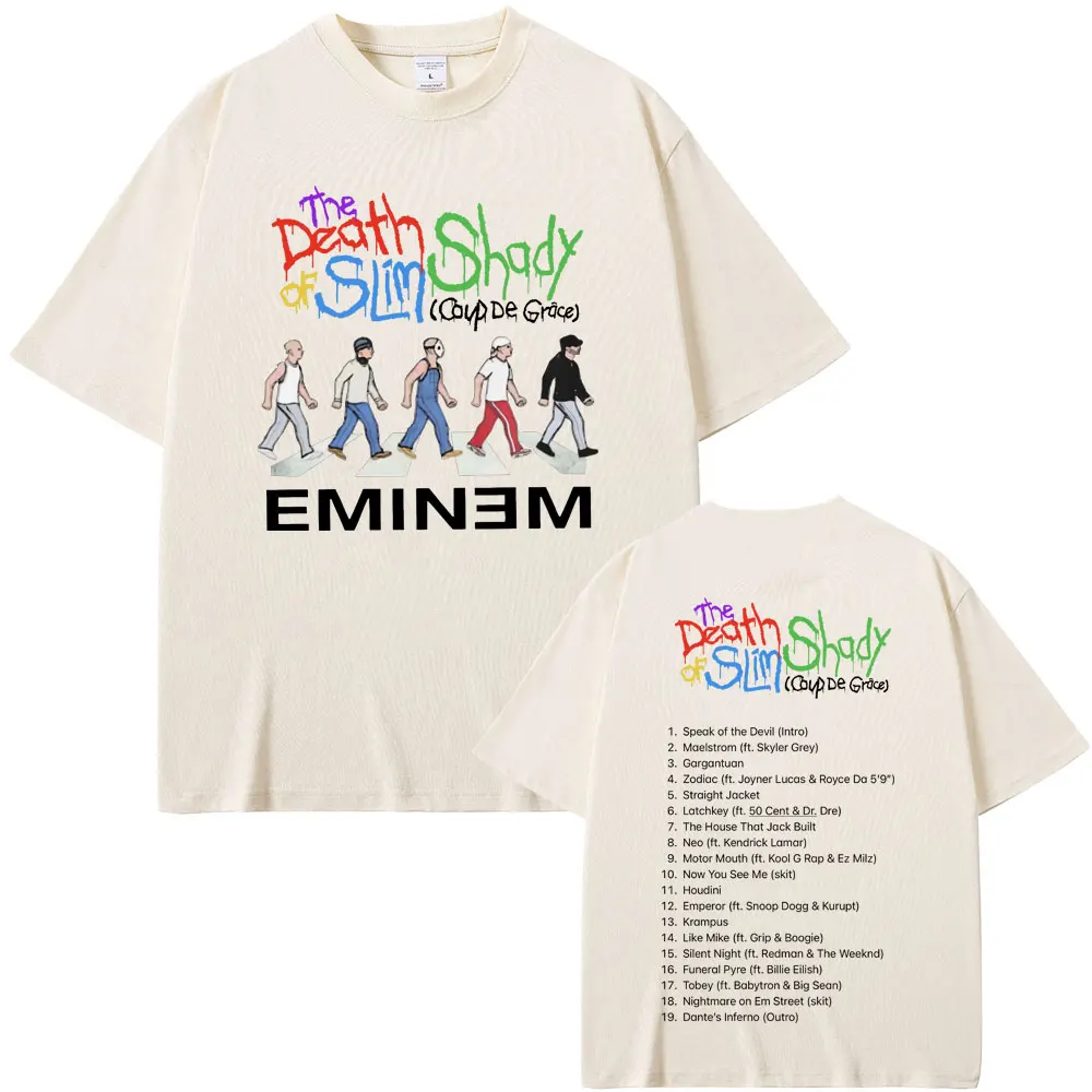 الرجال والنساء القطن المتضخم تي شيرت ، ذكر خمر الموضة ، وفاة ظليل ضئيلة ، مغني الراب ايمينيم ، محدودة ، الهيب هوب