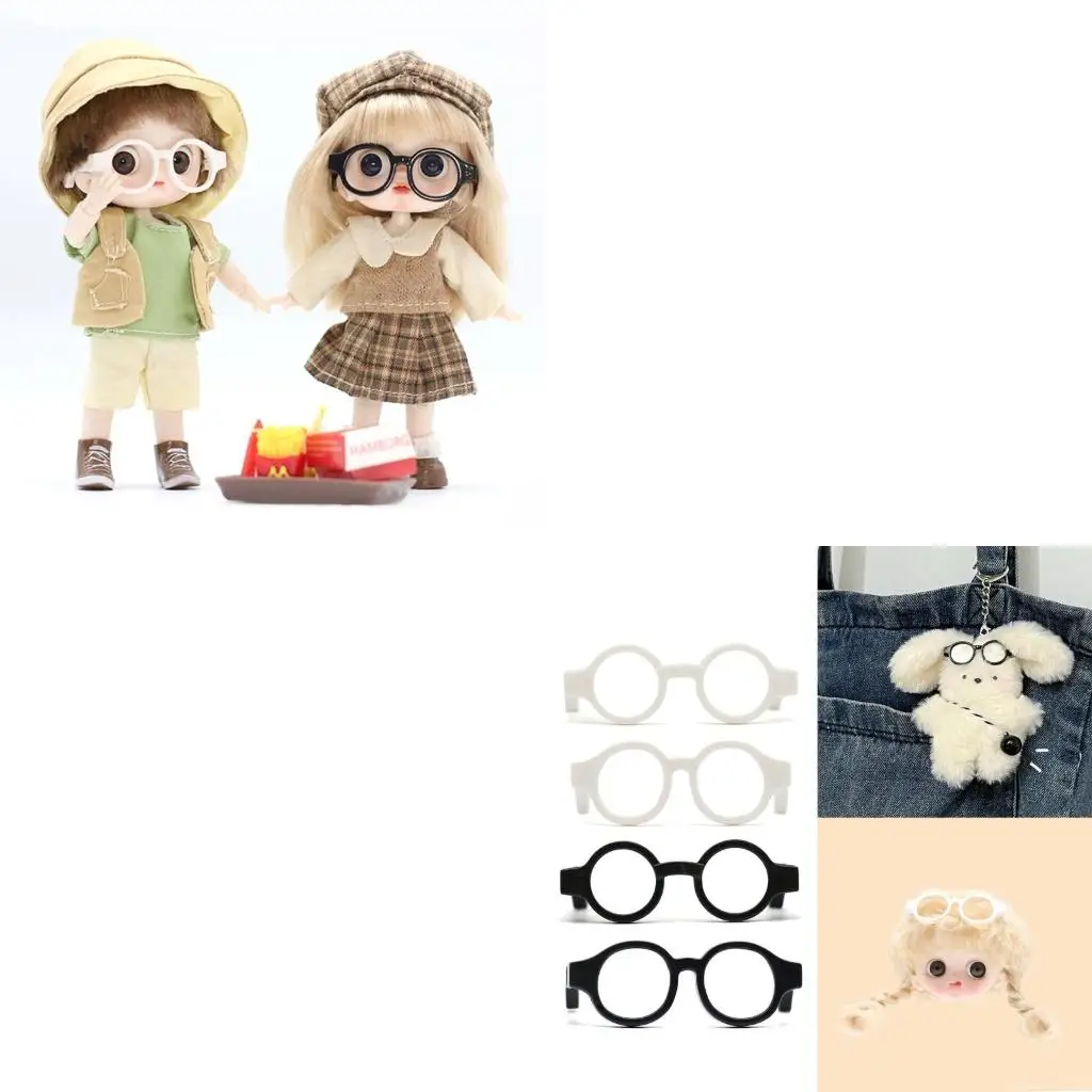  5Pcs/set Doll Photo Props Black Frame Glasses Model Tiny No Lenses Glasses Kids DIY Doll Costume Accessory Doll Decors