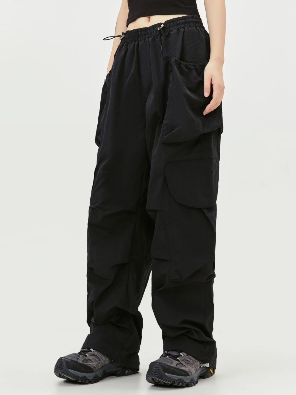 

Винтажные свободные водонепроницаемые широкие брюки с несколькими карманами для мужчин и женщин, повседневные мешковатые брюки в стиле Харадзюку, хип-хоп, брюки унисекс