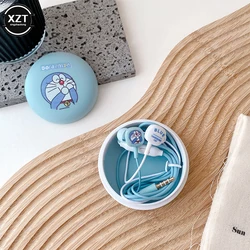 Universal Korean Cartoon Student Headset with Storage Box Cute Girl Wired Headset Stereo Subwoofer Earphone with Microphone 이어폰