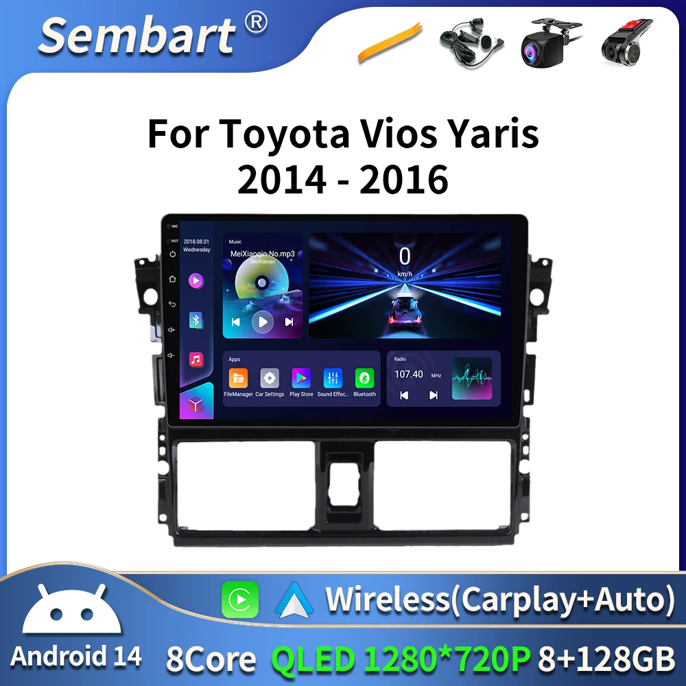 

Android 16 Car Radio For Toyota Yaris Vios 2014 2015 2016 Stereo Unit Multimedia Player GPS Navigation BT Carplay Android Auto