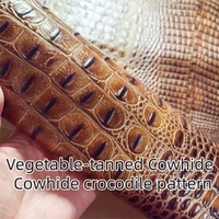 1.1mm Brown Two-Tone Crocodile Cowhide.Top-Grain Leather.Genuine Leather Fabric.DIY Shoes By Hand. Bag.Full Sheet Cutting