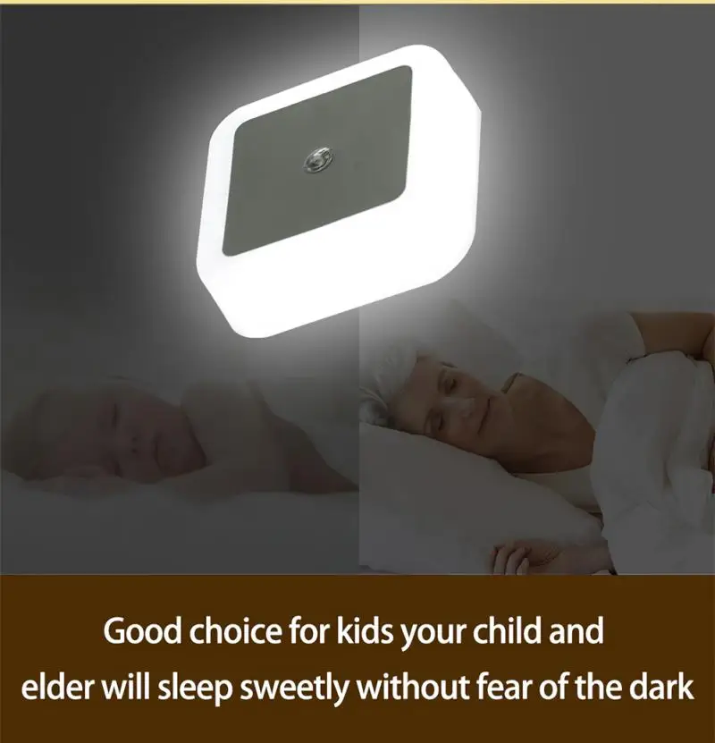 1PC Mini LED Night Light EU/US/UK Plug In Night Light Dusk To Dawn Sensor Wall Nights Lamp Square For Bedroom Stairs Corridor