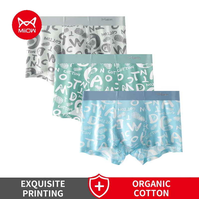 

MiiOW 3Pcs Modal Men's Underwear Boxers Cotton Antibacterial Crotch Boxer Shorts Seamless Letter Printed Men Underpants Boxers