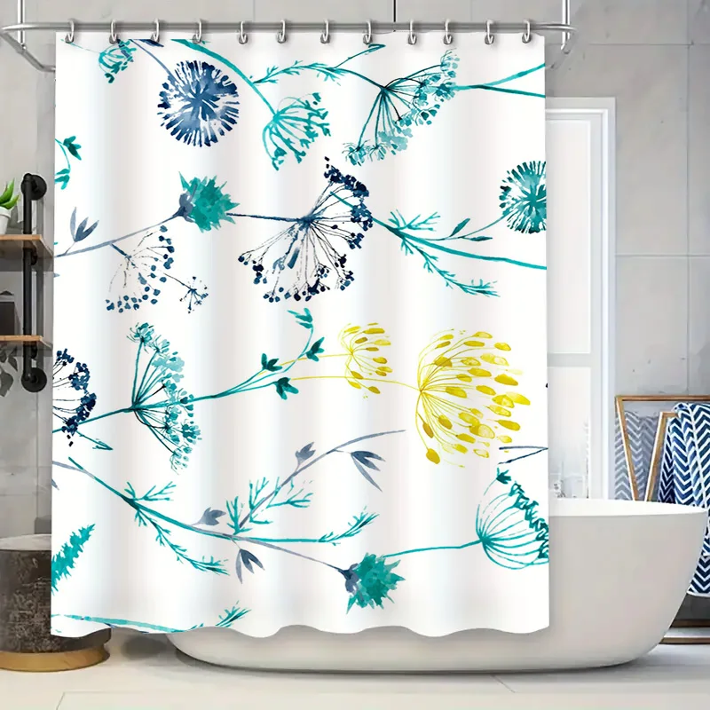 

Водонепроницаемая занавеска для душа, удлиненная ткань, современный цветочный узор, водонепроницаемый набор декора для ванной комнаты для ванны или раковины, идеальный вариант