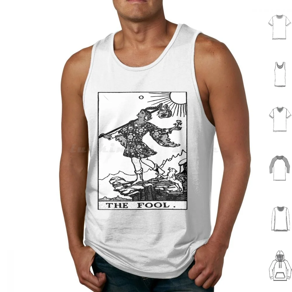 The Fool ( Black And White ) Tank Tops Vest Sleeveless Rider Waite Tarot